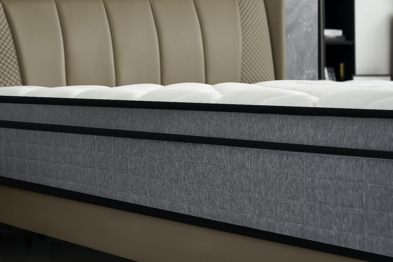 Container Furniture Direct Colchón híbrido tamaño Queen de 12 pulgadas en una caja, cojín de cama con espuma viscoelástica con infusión de gel,