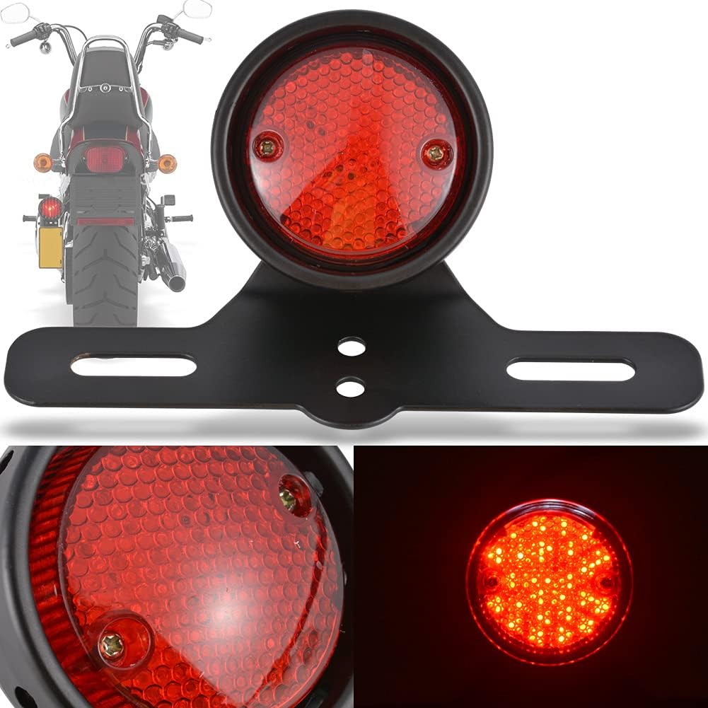 Luz de freno trasera LED retro roja lámpara de parada luz de matrícula luz universal motocicleta luz trasera luz trasera luz trasera para Harley