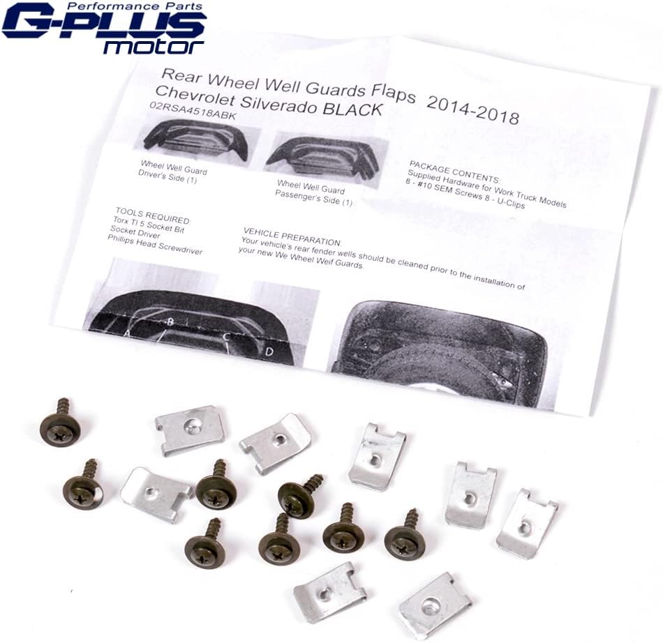 G-PLUS Protectores de pozo de rueda trasera compatibles con Chevy Silverado 1500 2014-2018