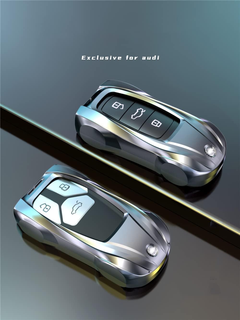 Funda de metal de aleación de zinc para llavero remoto sin llave para Audi A4 A5 A6 A6L A7 A8 Q5 Q8 R8 RS4 RS5 RS6 RS7 S4 S5 S6 S7 S8