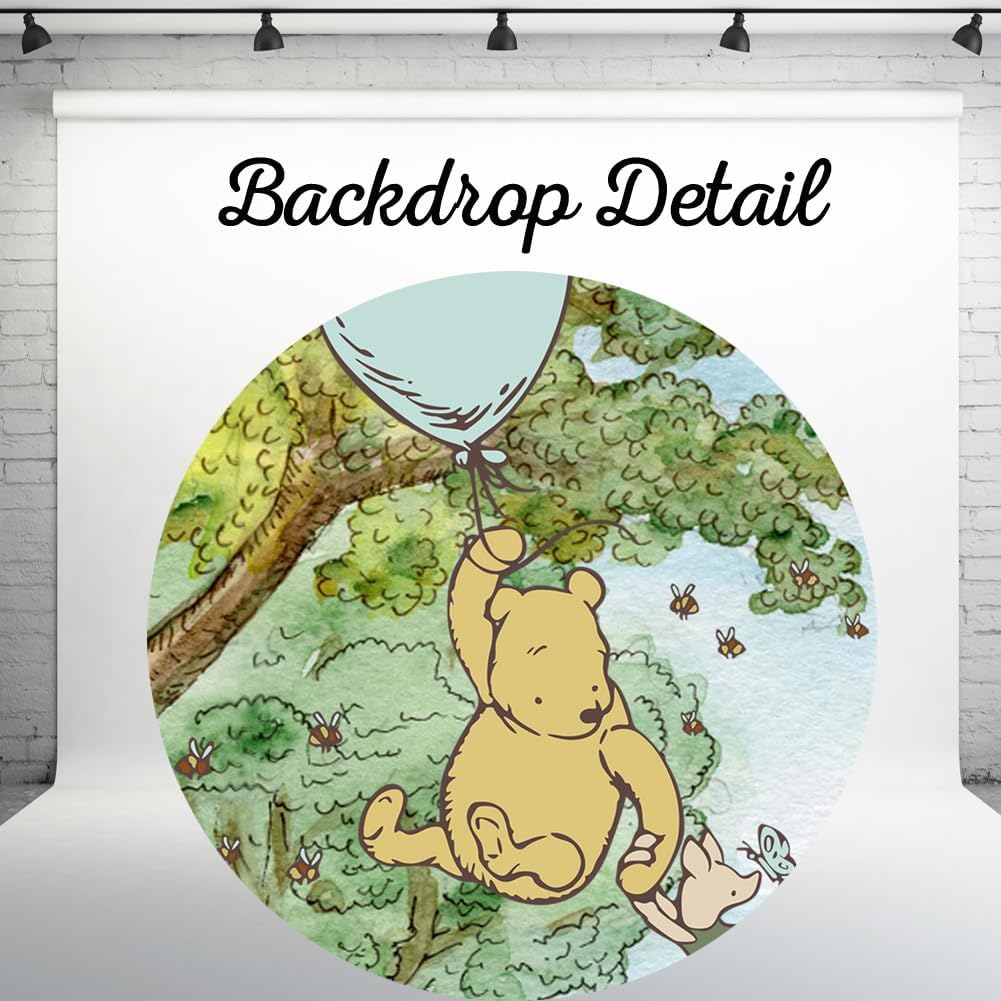Pooh Bear – Fondo de libro gigante Oh Baby Shower para niño, decoración vintage de Baby Winnie en madera de cien acres, cartel de fiesta de primer