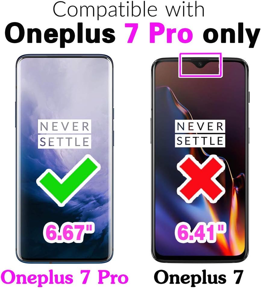 Asuwish Funda tipo cartera compatible con OnePlus 7 Pro y protector de pantalla de vidrio templado, con ranura para tarjetero, función atril, con