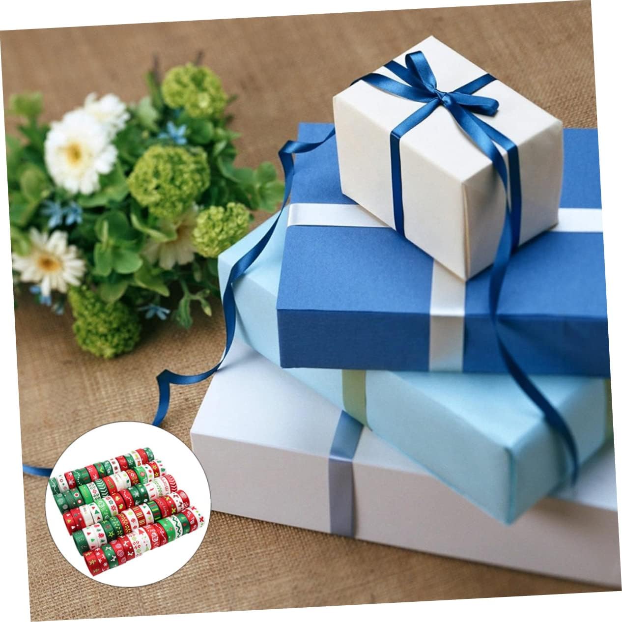 COHEALI 3 Packs Christmas Gift Bows Ribbon Gift Ribbons for Presents Ribbon Tape Holiday Ribbon Wired Present Ribbon Satin Ribbon Ribbons for Crafts