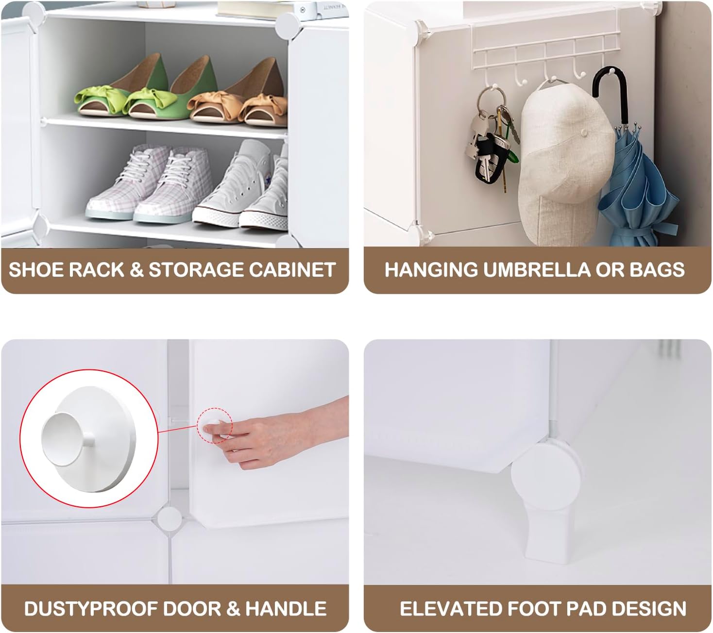 Organizador de zapatos de 6 niveles con puertas, organizador de zapatos portátil con 24 pares de estantes de plástico para zapatos, organizador para