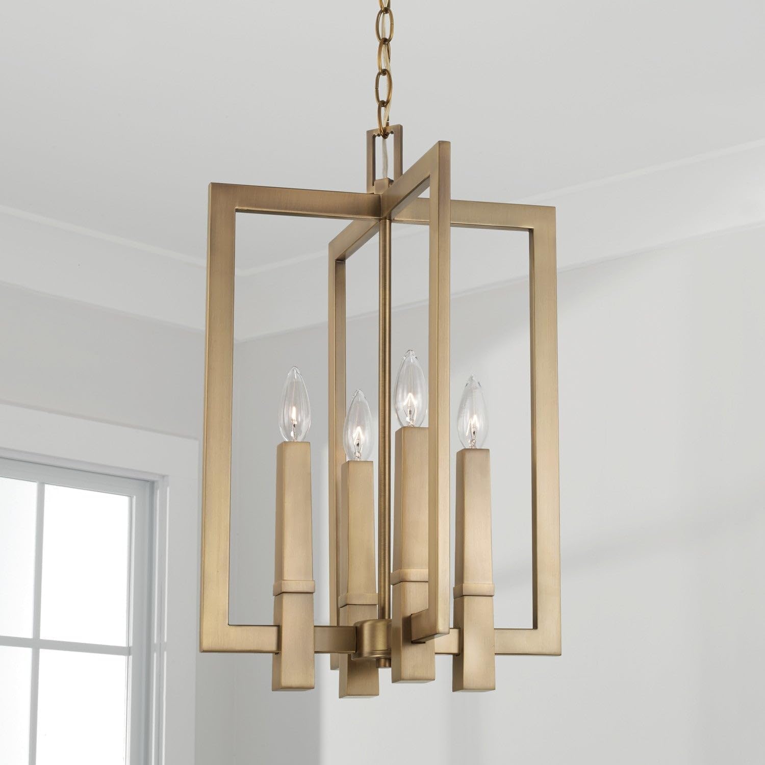 Capital Lighting 549641AD Blake – Lámpara industrial moderna con velas escultóricas para vestíbulo, 4 luces, 240 vatios en total, 22 pulgadas de