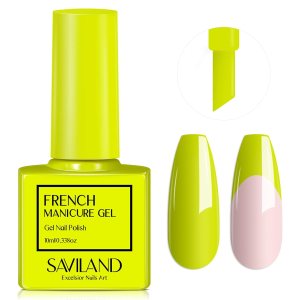 SAVILAND Esmalte de uñas de gel francés  1 unidad de 0.3 fl oz (0.3 fl oz), esmalte de gel amarillo UV LED Soak Off Gel de manicura francesa rápida SAVILAND Esmalte de uñas de gel francés  1 unidad de 0.3 fl oz (0.3 fl oz), esmalte de gel amarillo UV LED Soak Off Gel de manicura francesa rápida