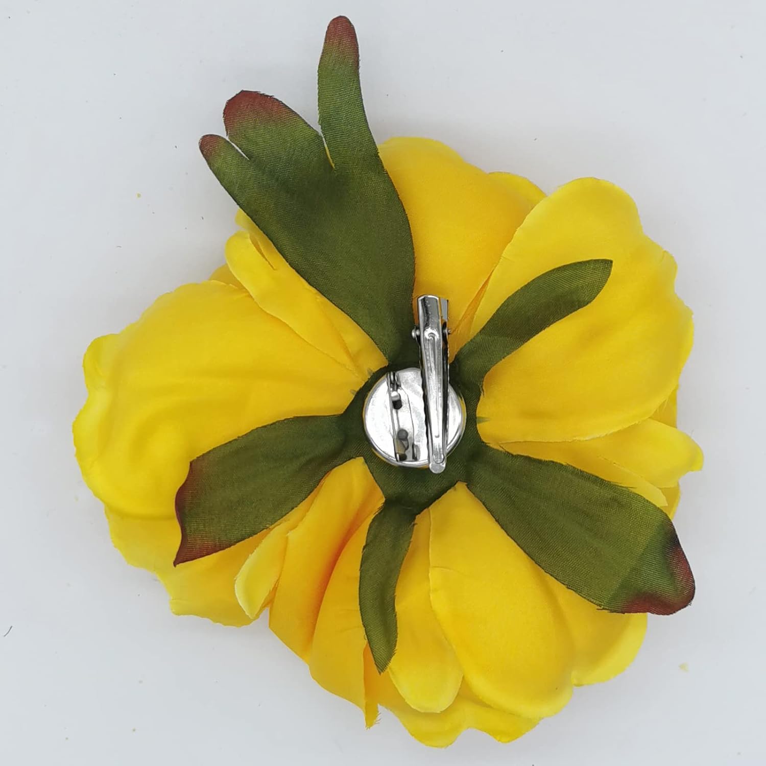 Broche de flores de peonía para el cabello, horquilla Hanfu para dama de honor, broche de flores, decoración de boda (talla única, amarillo)