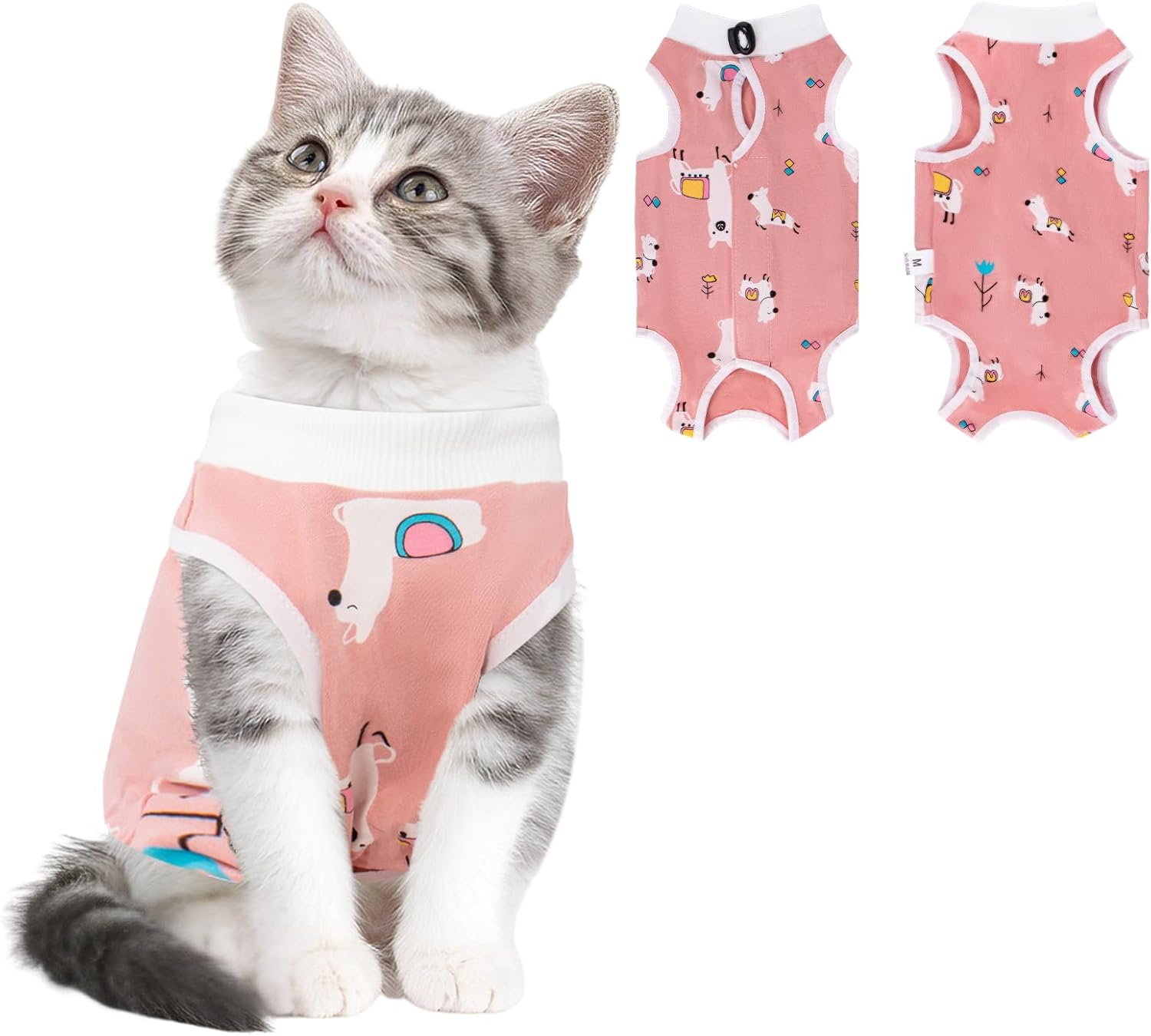 Traje de recuperación para gatos para heridas abdominales, enfermedades de la piel, mameluco de gato para gatos después de la cirugía, traje de
