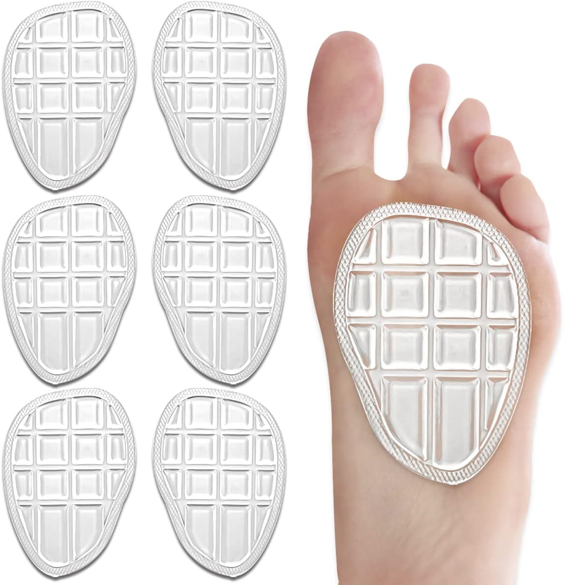 Dr.Foot Cojines de bola de pie, almohadillas metatarsianas, almohadillas para el antepié, insertos antideslizantes para zapatos de punta abierta,