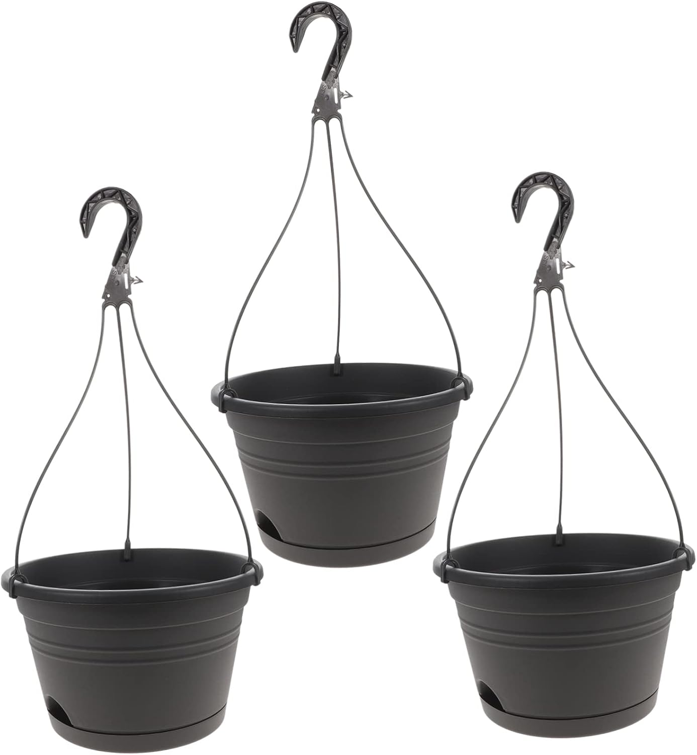 DOITOOL Macetas de plástico para exteriores, 3 piezas, para exteriores, para mujer, decoración de plantas de interior, valla, cubo, macetas, agujero