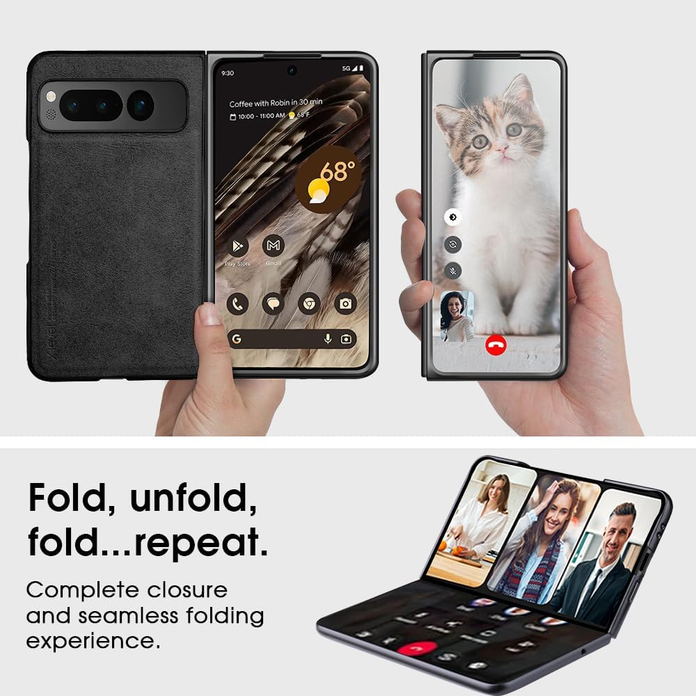 X-level Funda plegable para Google Pixel, delgada y delgada de piel sintética de alta calidad, a prueba de golpes, funda de protección plegable para