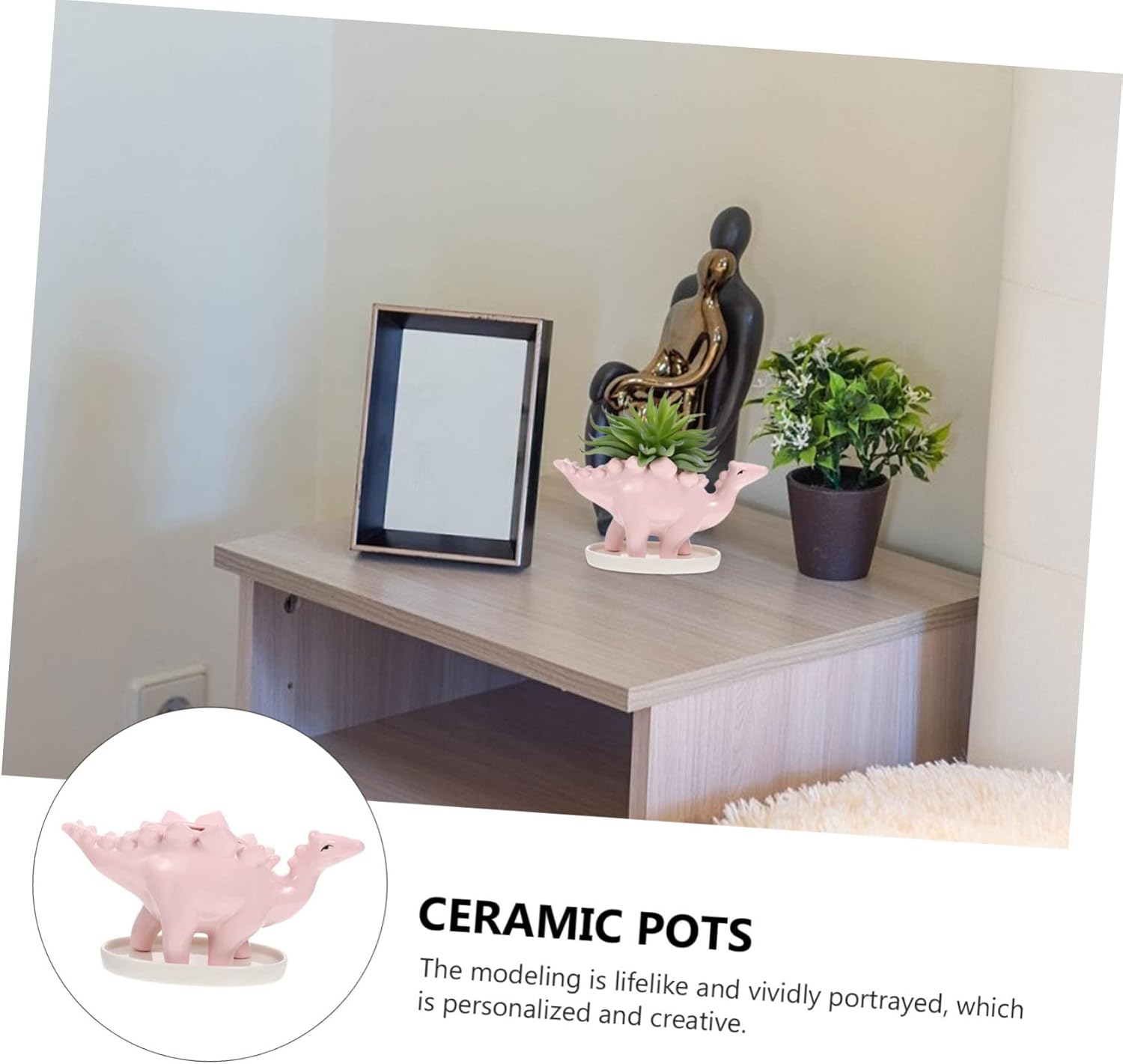 YARNOW 3pcs Dinosaur Succulent Flower Pot Mini Desk Flower Pot Ceramic Flower Pot Succulent Pots Ceramic Pot Ceramic Vases for Flowers Animal Flower