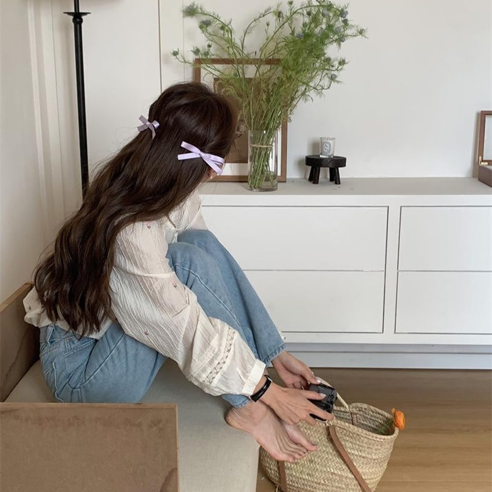 Paquete de 14 pinzas para el cabello con lazo para niñas, lindos pasadores de lazo, pinzas de pelo de cocodrilo, horquillas de moda con lazo,