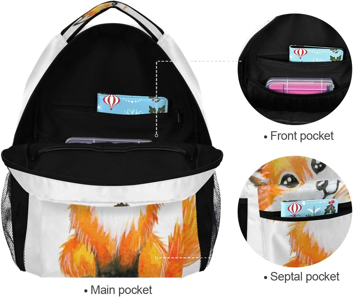 ALAZA Elegante mochila grande personalizada portátil iPad Tablet viaje mochila escolar con múltiples bolsillos, Zorro, Computadora portátil