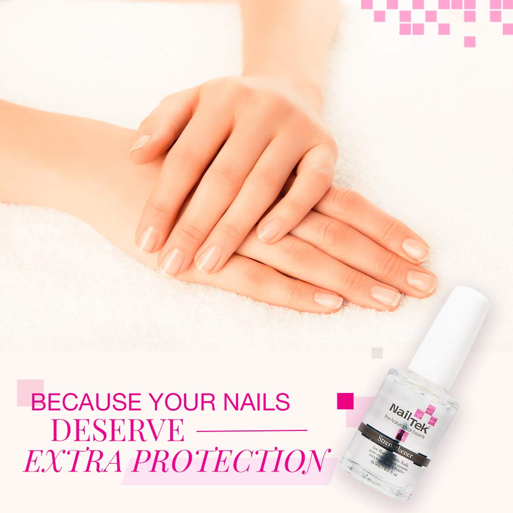 Nail Tek Protection Plus 3, fortalecedor de uñas para uñas duras y quebradizas, 0.5 onzas, paquete económico de 4 unidades