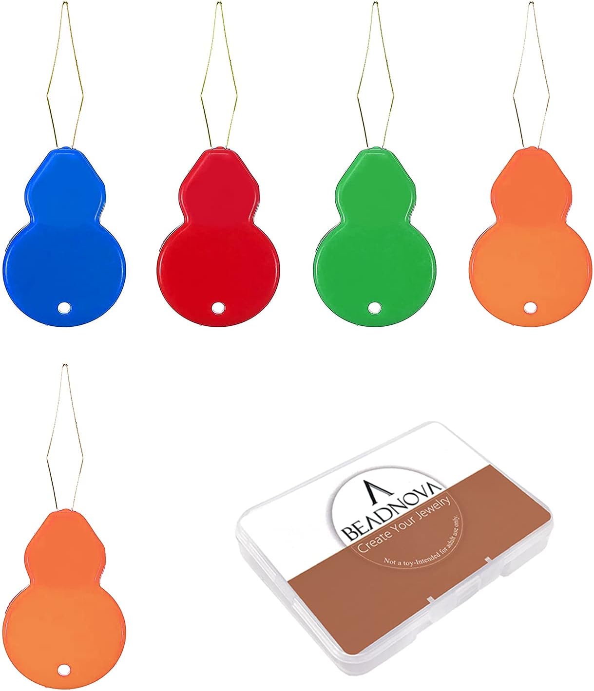 BEADNOVA Herramienta de enhebrador de agujas de bordar, 5 piezas de lazo de alambre de plástico, máquina de coser para coser a mano, punto de cruz,