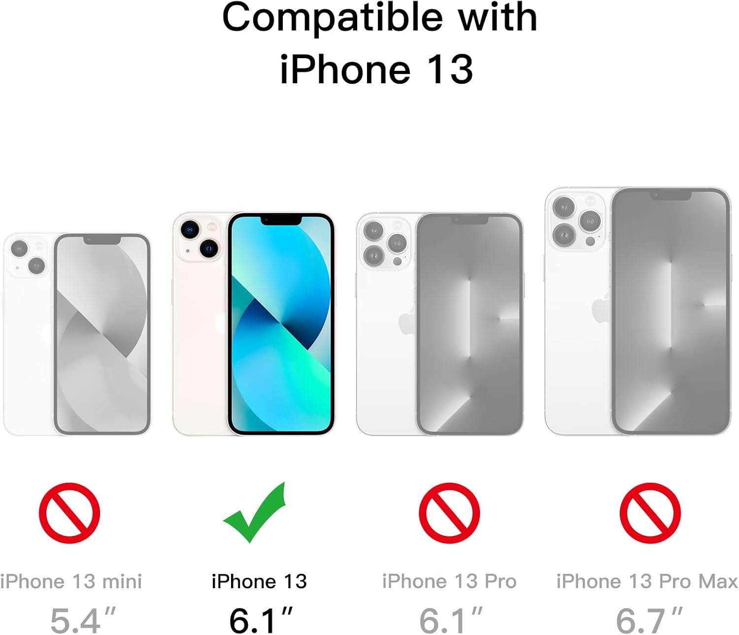 JETech Funda delgada mejorada (0.033 in de delgado) para iPhone 13 de 6.1 pulgadas, cubierta de lente de cámara, protección completa, ajuste