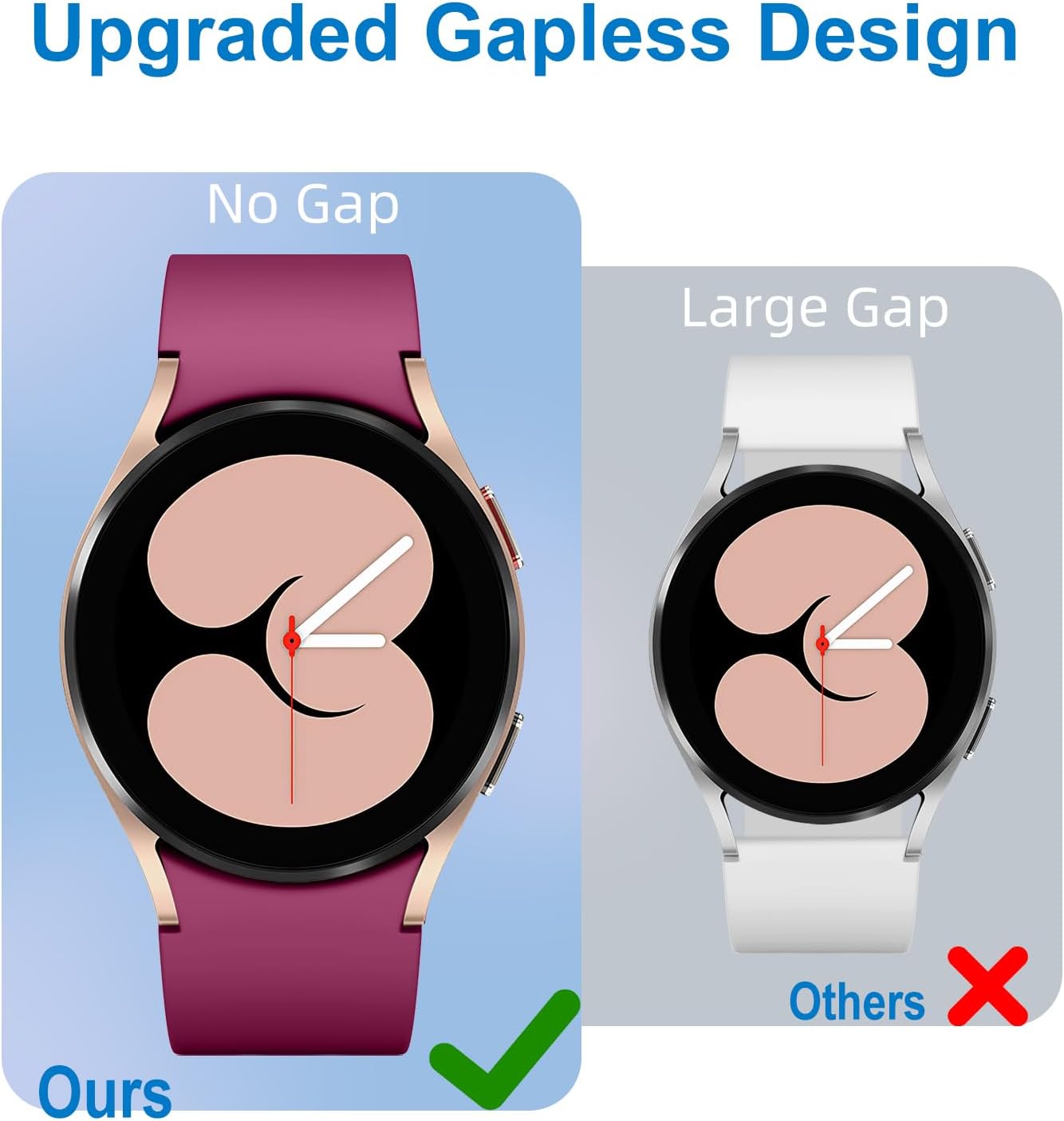 Lerobo Paquete de 5 correas sin huecos compatibles con Galaxy Watch 654Watch 5 Pro BandGalaxy Watch 4, correa deportiva de silicona suave de 0.787
