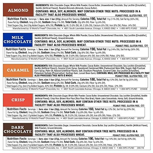 World’s Finest Chocolate – 60 barras de caramelo – Paquete variado de chocolate para recaudación de fondos