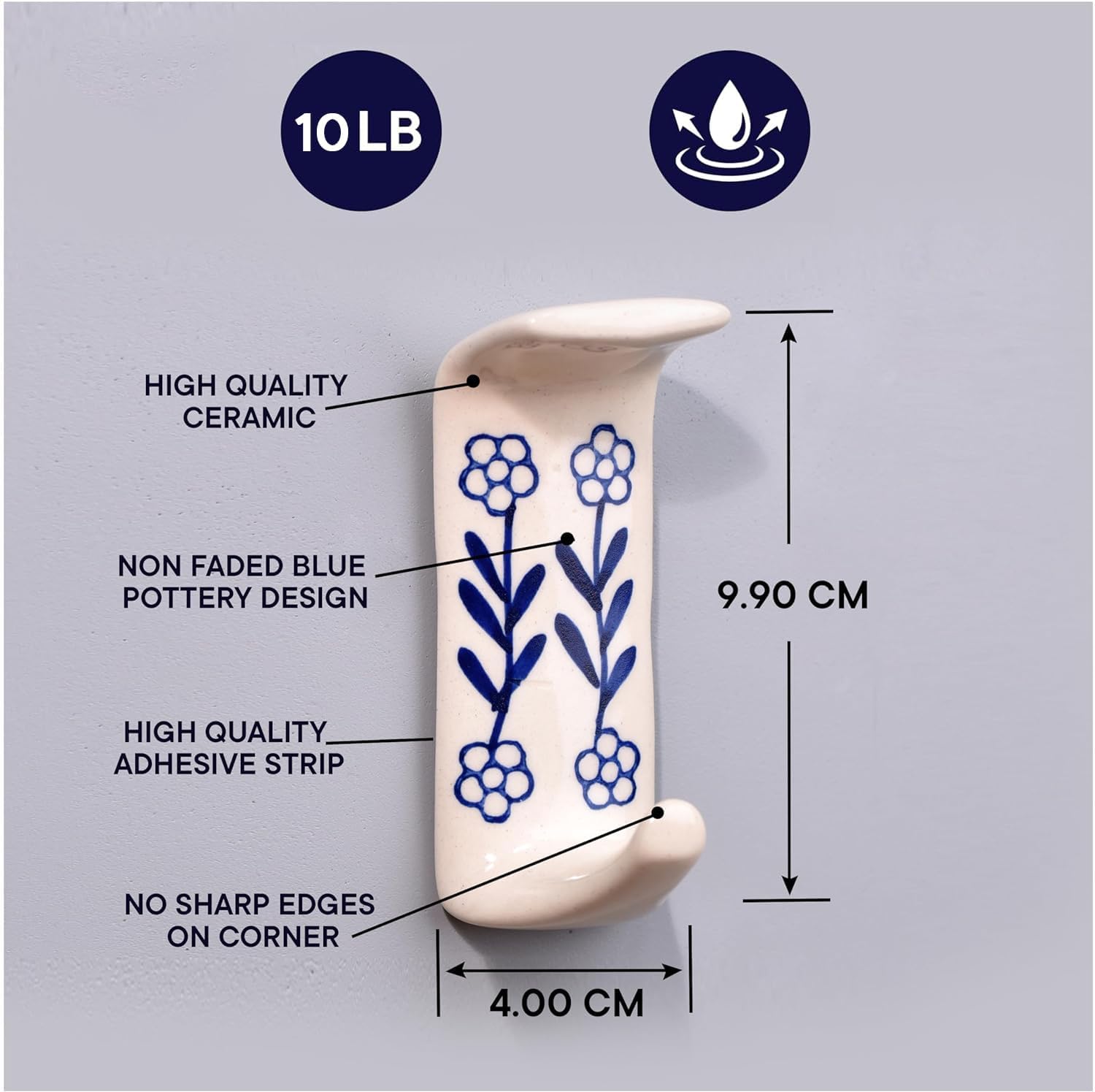 IndianShelf Ganchos adhesivos decorativos para baño, ganchos adhesivos de cerámica, bohemios, para toallas, ganchos de ducha sin daños en uñas,