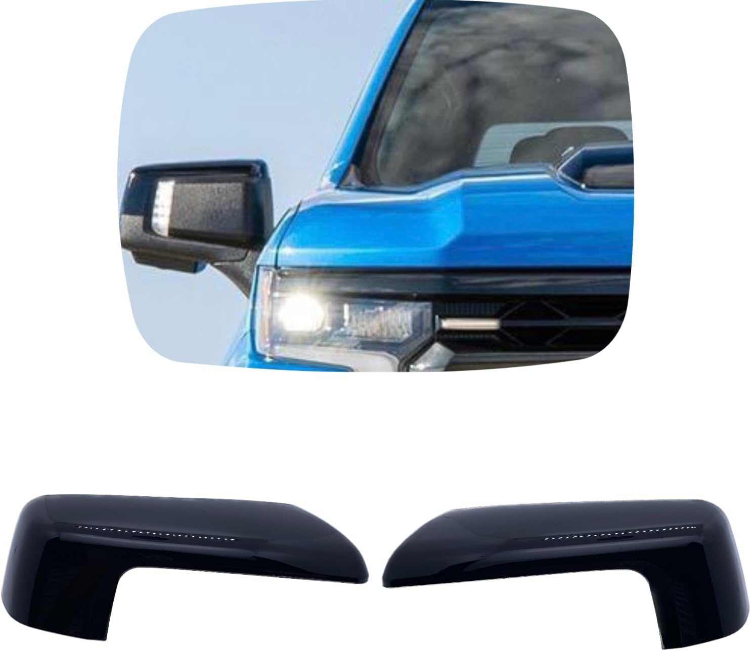 Tapa de espejo negra compatible con accesorios Chevy Silverado 1500 y GMC Sierra 1500 2019, 2020, 2021, 2022 y 2023 (negro)