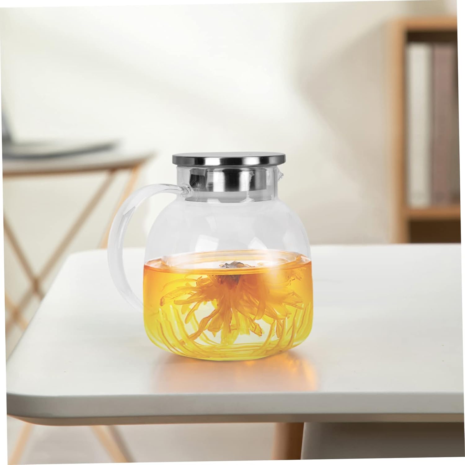 UPKOCH Jarra de acero inoxidable con tapa, contenedor de jugo, jarra de leche, botella de agua con tapa, jarra de agua de vidrio, jarra de té,