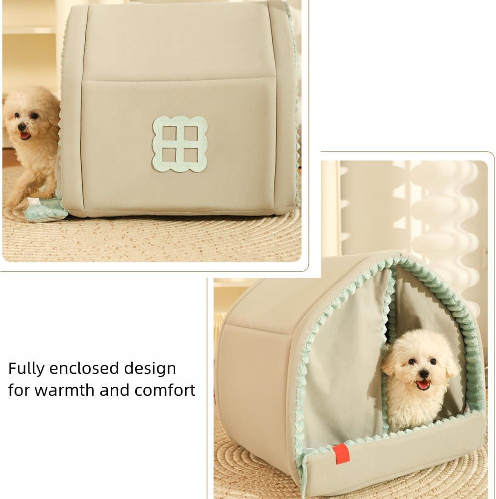 Casa para perros totalmente cerrada, tienda de campaña para mascotas, nido de perro, súper cálida, para interiores, para perros y gatos