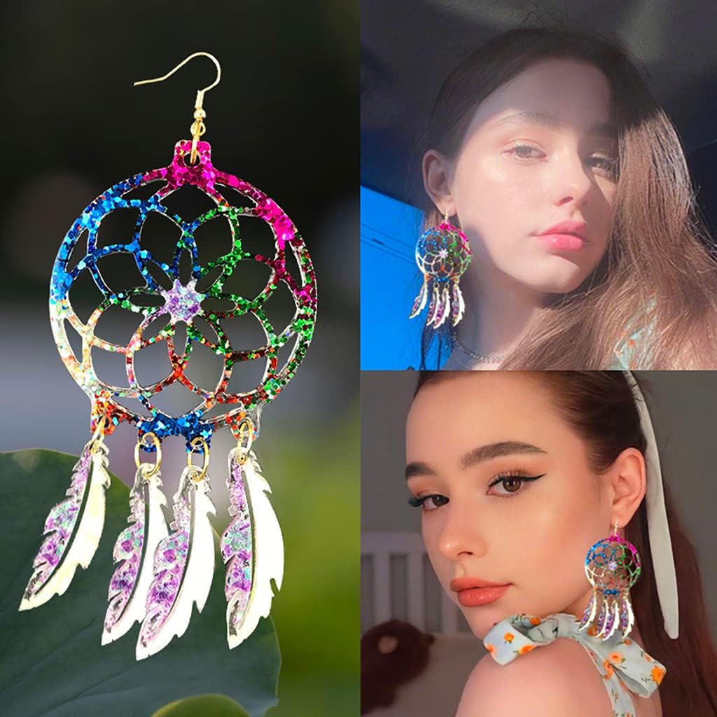 Molde de resina de fundición de silicona para llaveroarete, molde de silicona para atrapasueños de resina epoximolde colgante de plumas con plumas