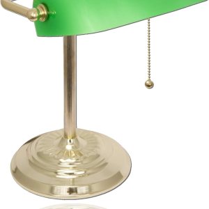 Lámpara de escritorio Green Bankers con pantalla de vidrio de LightAccents, luz de escritorio tradicional con pantalla de vidrio verde clásico y Lámpara de escritorio Green Bankers con pantalla de vidrio de LightAccents, luz de escritorio tradicional con pantalla de vidrio verde clásico y