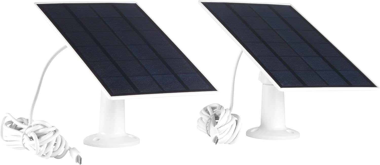 Panel solar de 6 W y 5 V para cámara de seguridad, panel solar inalámbrico giratorio de 360, resistente al agua tipo C y cable de carga USB de doble