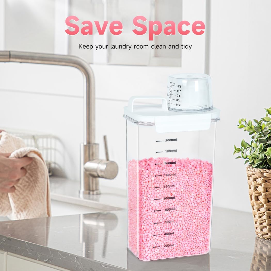 Tokokimo – Paquete de 2 dispensadores de detergente para ropa sucia, contenedor de energía para lavandería de 78 onzas, dispensador de perlas para