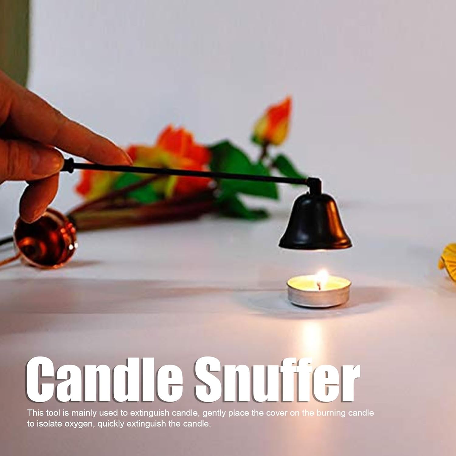Zerodis Snuffer de velas, 2 piezas de extintor de velas con mango largo para velas, accesorio para velas, herramienta de extinción de mecha (negro)