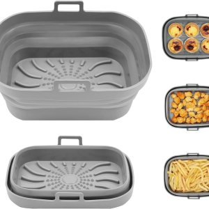 Aichoof Forro rectangular para freidora de aire, olla redonda de silicona reutilizable, diseño de filtro de aceite antiadherente, tapete de cocina Aichoof Forro rectangular para freidora de aire, olla redonda de silicona reutilizable, diseño de filtro de aceite antiadherente, tapete de cocina