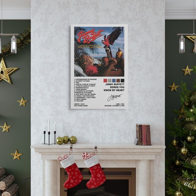 Póster de Jimmy con texto en inglés “Canciones de Buffett You Know by Heart”, pintura decorativa, lienzo, pósteres de pared e impresión artística