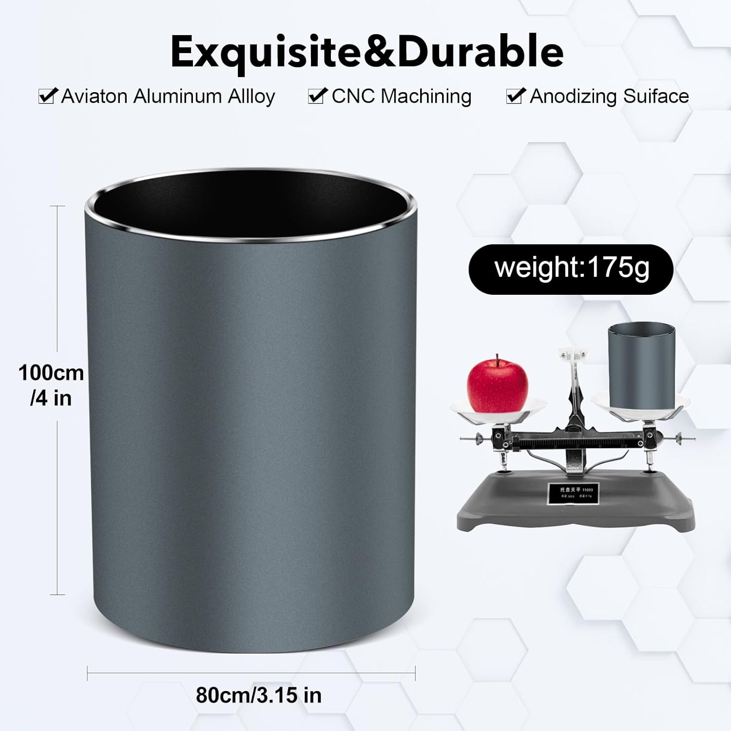 Soporte de metal para bolígrafo para escritorio, organizador de escritorio redondo de aluminio y soporte para brochas de maquillaje, caja de