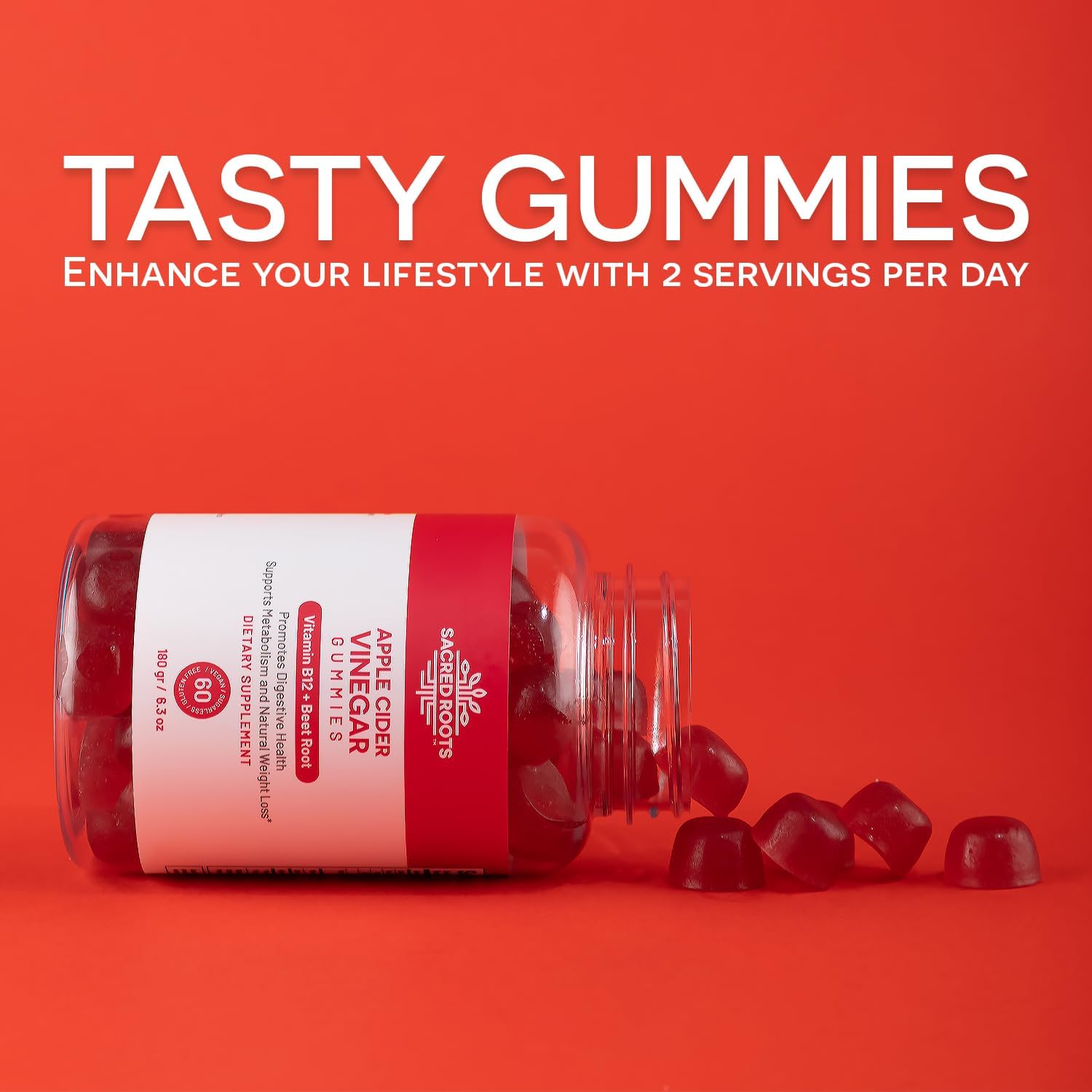 Gomitas de vinagre de sidra de manzana, 60 gomitas  Apoya la digestión saludable, gomitas de vitaminas, gomitas ACV, sin azúcar añadido y sin