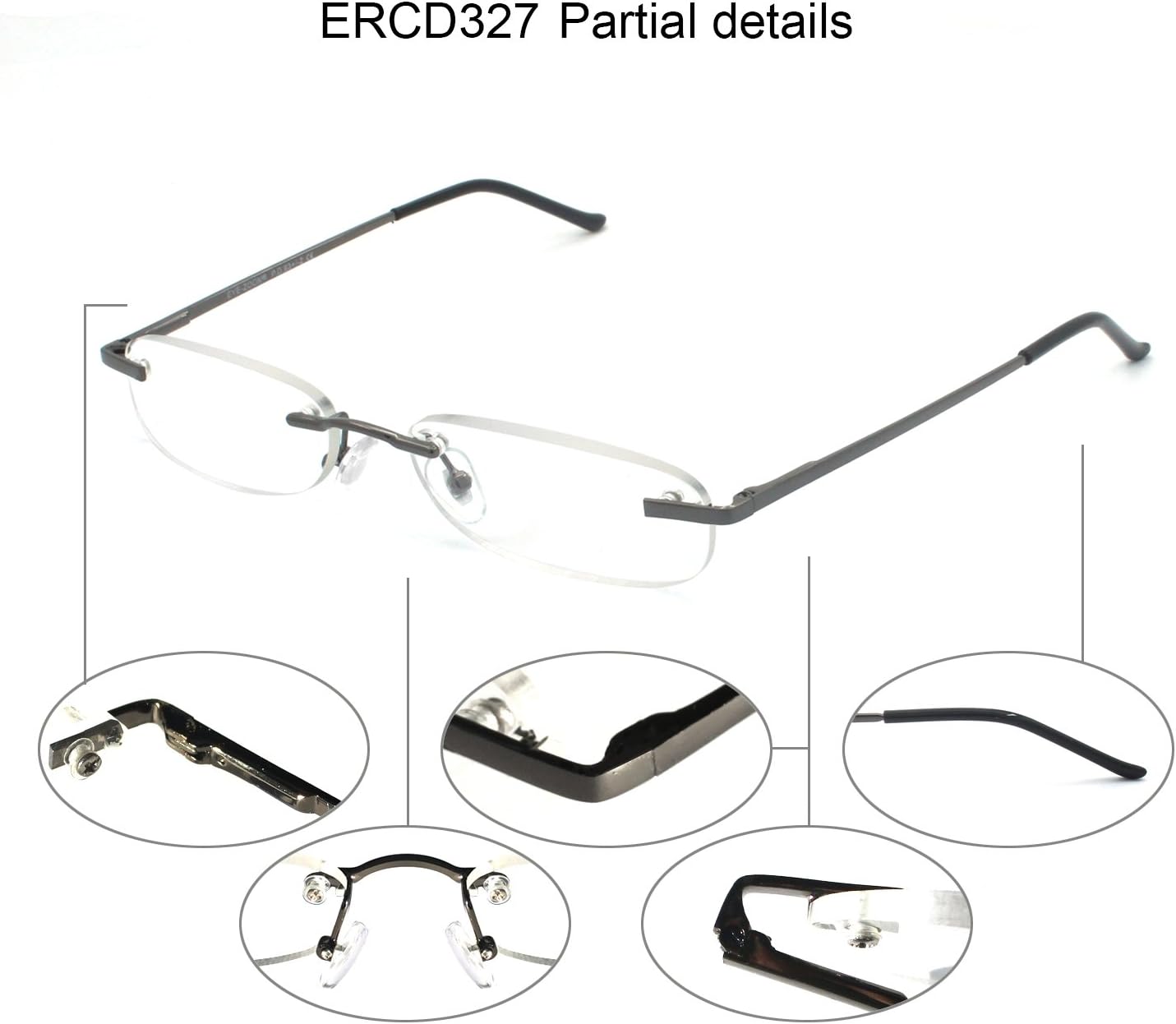 5 pares de lentes de lectura de metal sin montura con bisagra de resorte para hombres y mujeres