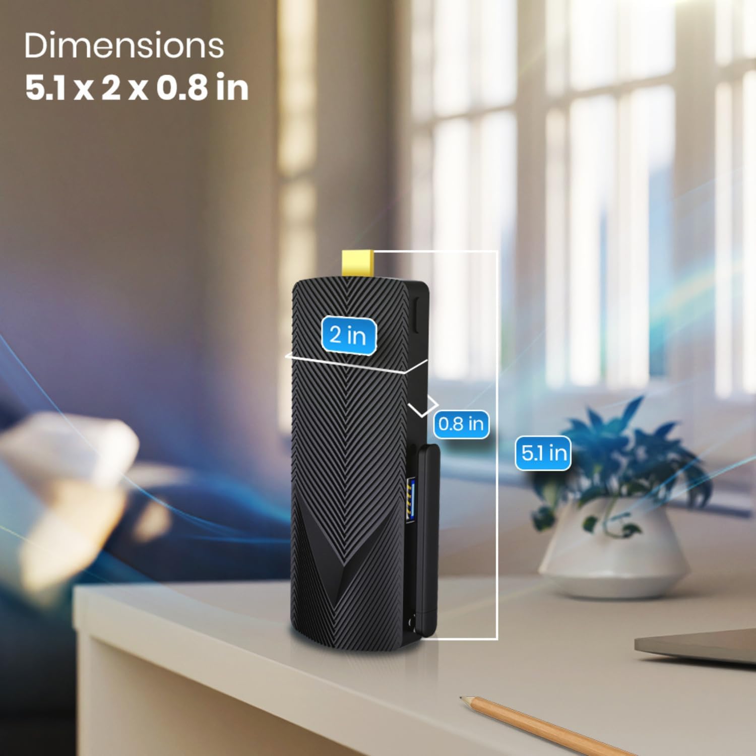 AZULLE Access4 Essential Mini PC Stick con Windows 11 Pro, 4 GB64 GB – Negocios y hogar, potente computadora portátil con puerto Ethernet –