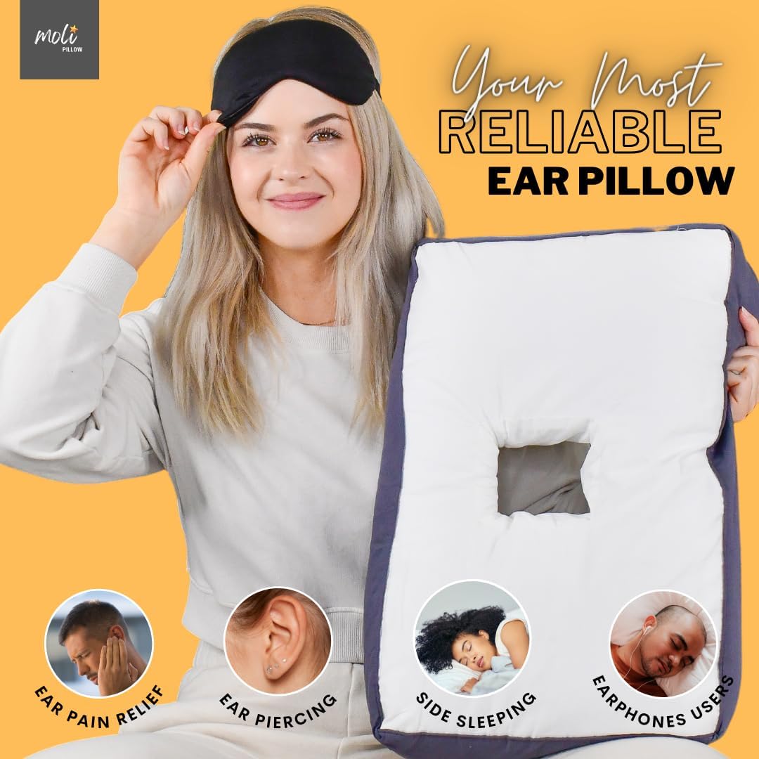 Almohada de perforación de oreja para personas que duermen de lado  Almohada de oreja con orificio para dona para CNH, tinnitus o infección de oído