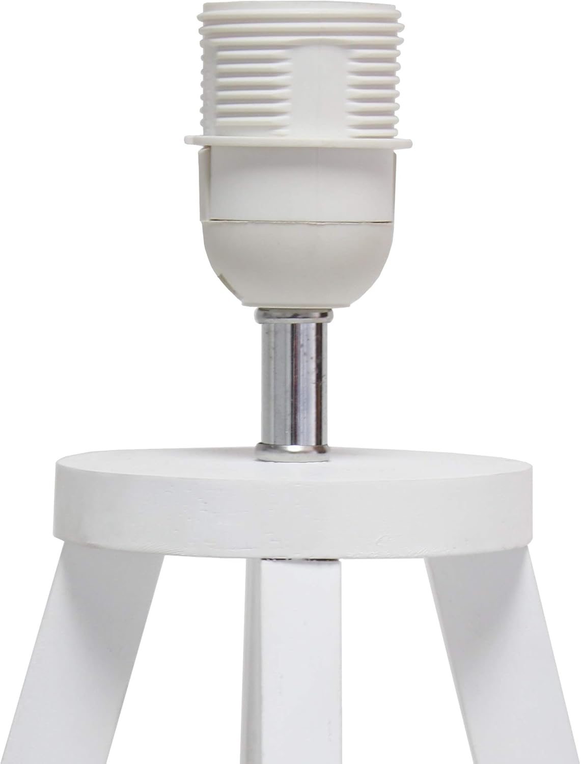 Simple Designs LT1069-WOW – Lámpara de mesa triangular entrelazada de tela de madera, color blanco y blanco