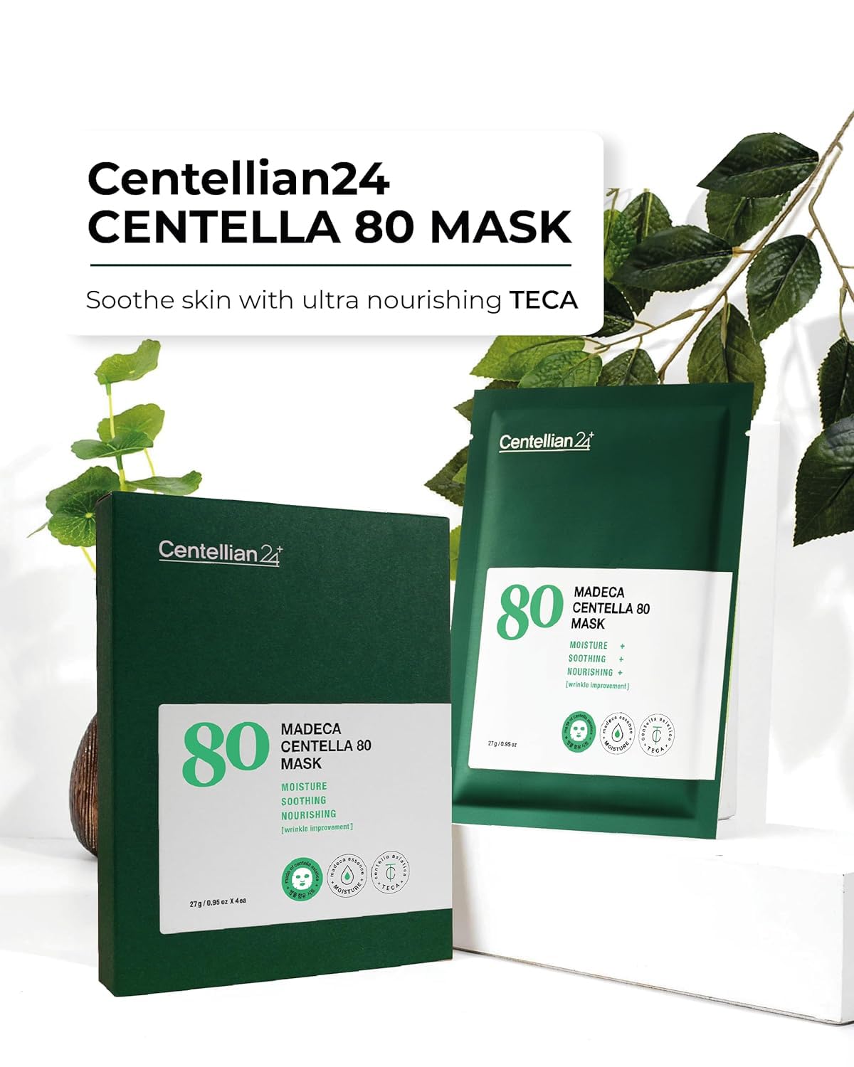 CENTELLIAN 24 Madeca Mask (extra hidratante, 20 piezas) – Mascarilla facial, ultra hidratante y calmante para pieles secas y sensibles. Cuidado de