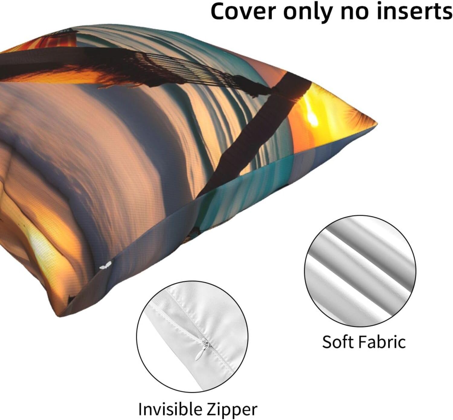 Hamaca de playa con diseño de puesta de sol, fundas de cojín decorativas para sofá, cama, sofá, sala de estar, dormitorio, automóvil