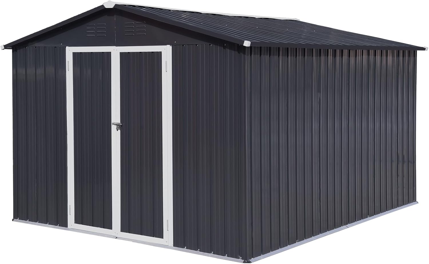 Cobertizos y almacenamiento al aire libre, cobertizo de almacenamiento de metal exterior de 10 x 8 pies de acero galvanizado con puerta bloqueable,