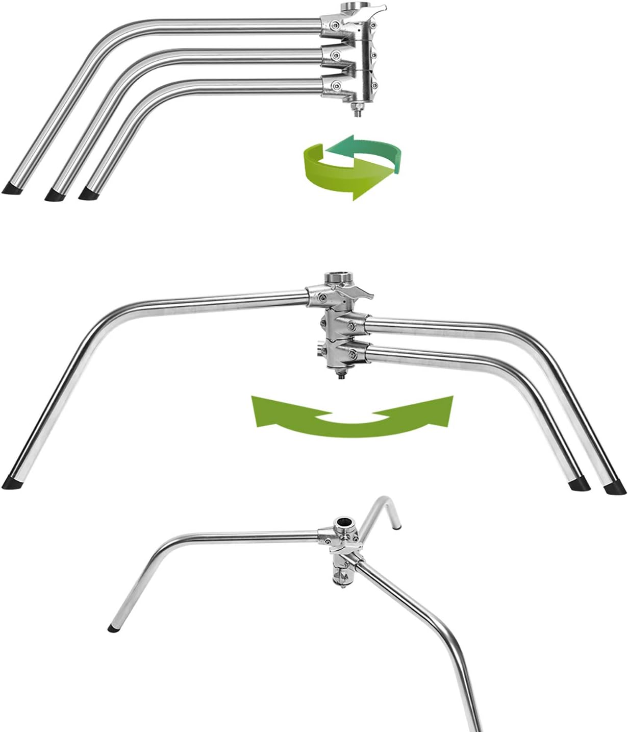 GVM Photography Soporte C resistente con brazo de pluma  Altura máxima de 10 pies10.5 ft Soporte de luz de fotografía con brazo de sujeción de 3