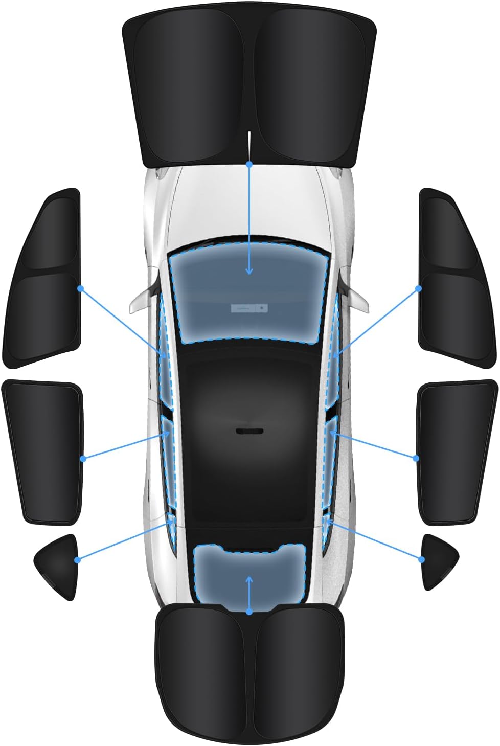 8 parasoles de privacidad para ventana Tesla modelo Y, 2 en 1, visera reflectante de cristal de hielo para Tesla Model Y 2020-2024, para todas las