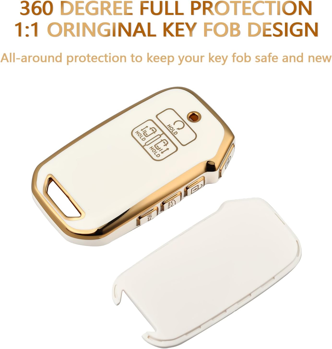 OFFCURVE Funda para llavero de coche compatible con Kia D7, Dorado, blanco