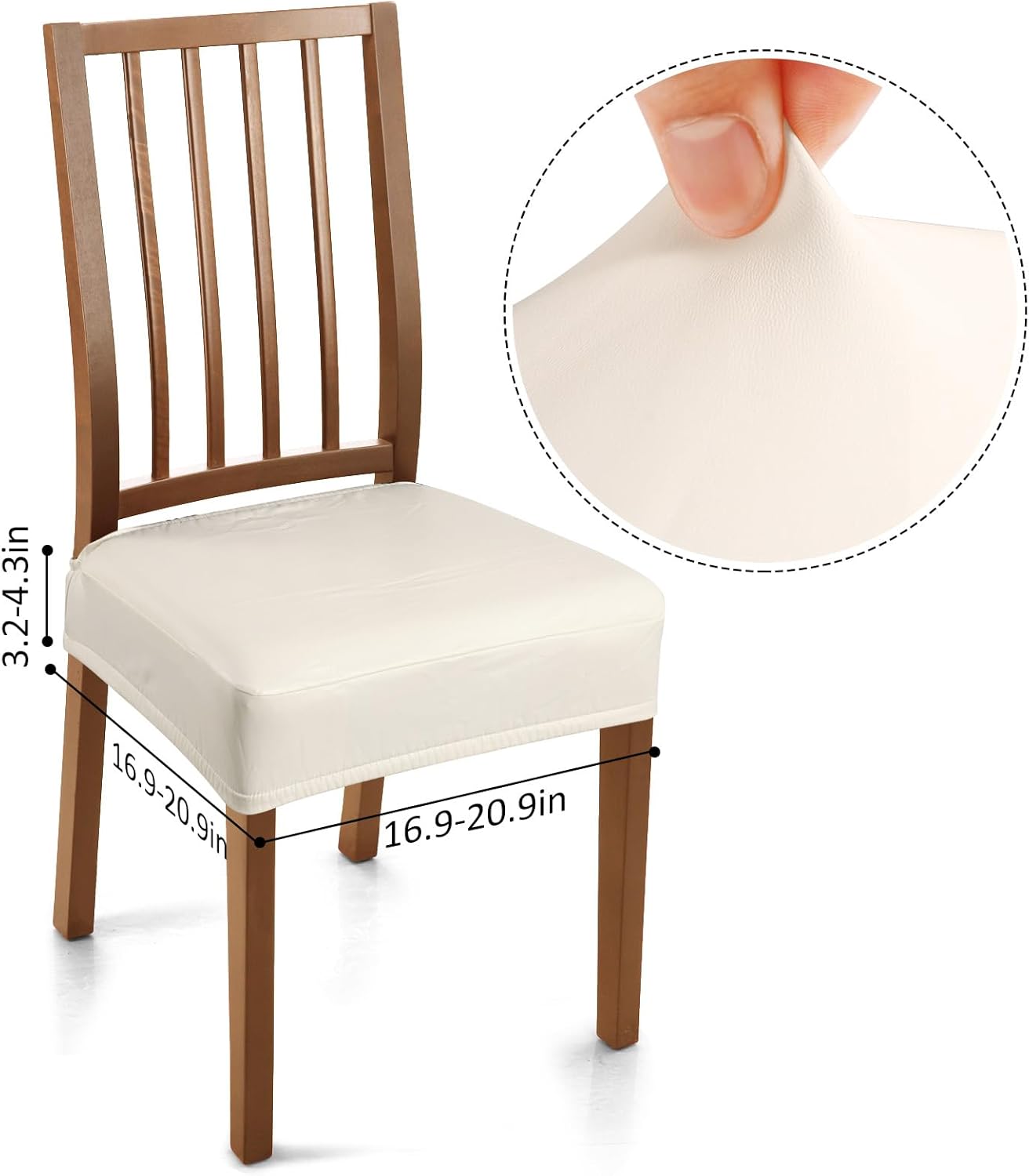YISUN Fundas para sillas de comedor, de piel sintética sólida, impermeable y a prueba de aceite, elásticas para sillas de comedor (beige, 4 juegos)