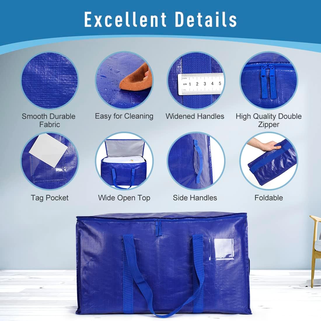Moving Supplies – Bolsas de embalaje extra grandes y resistentes con cremalleras y asas de transporte fuertes, para mudanza y almacenamiento de