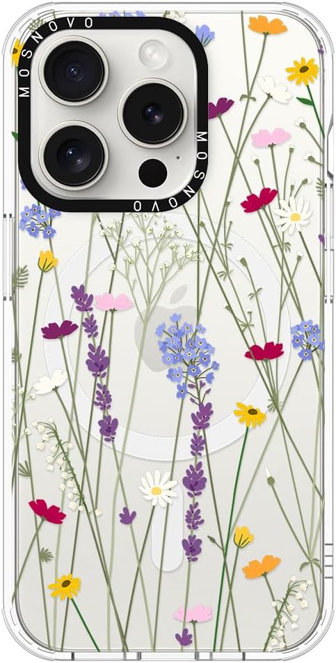 MOSNOVO Funda compatible con Magsafe diseñada para iPhone 15 Pro, Buffertech impacto de caída de 6.6 pies, parachoques protector de TPU a prueba de