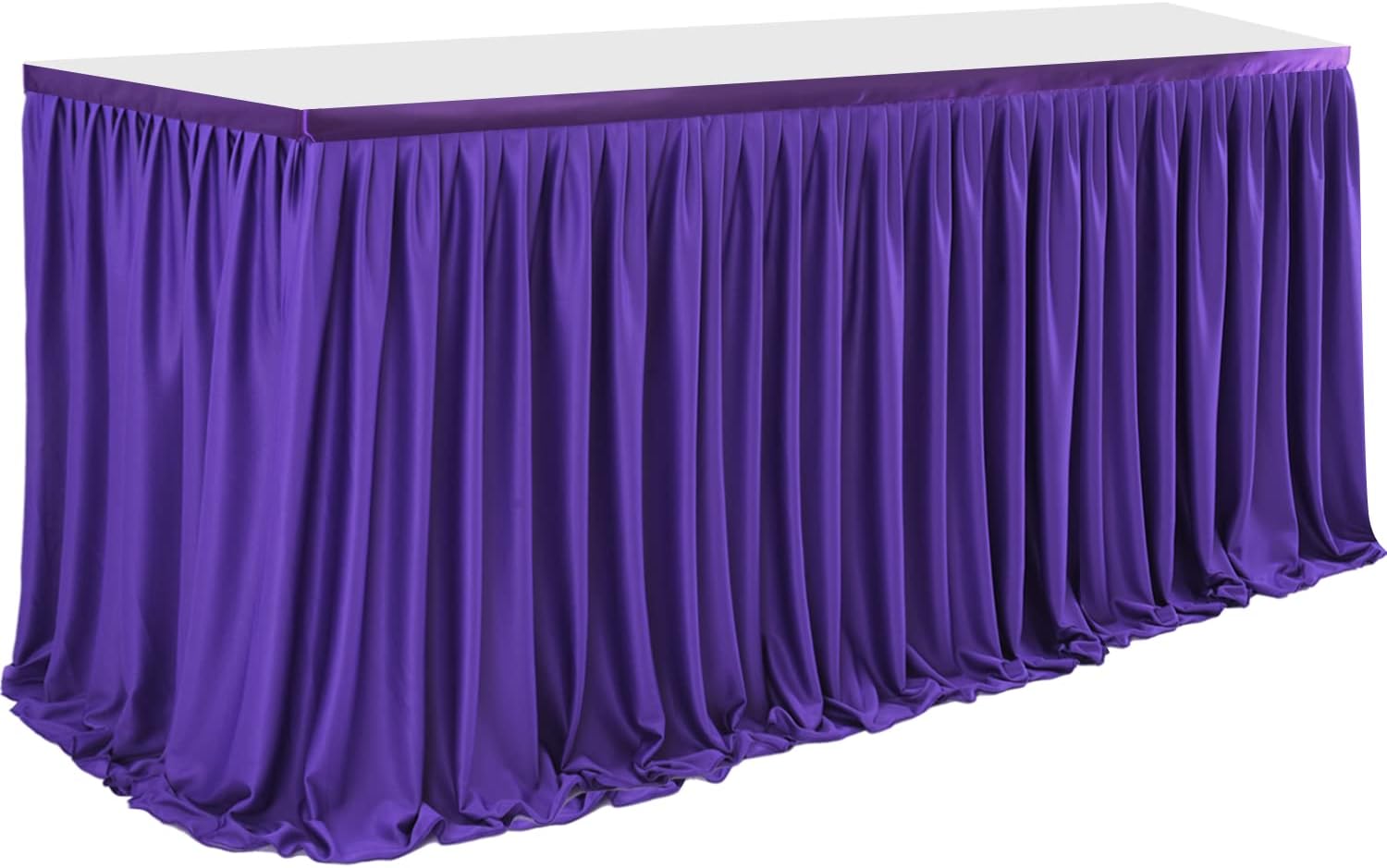 Partisky Falda de mesa de poliéster morado para mesas rectangulares de 17 pies, mantel plisado resistente a las arrugas para banquetes, bodas,